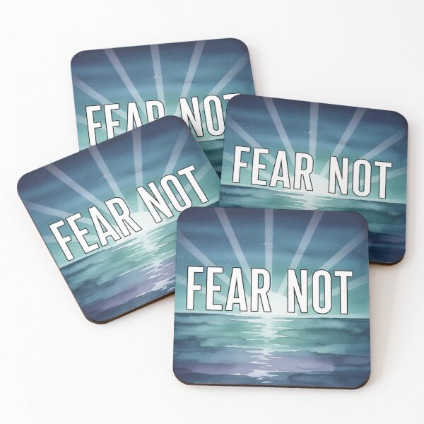 Item preview, Fear Not – Watercolor Ocean Sunrise Christian Encouragement Quote (Blue Coastal) designed and sold by Sinfulchicken.