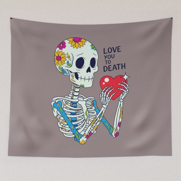Item preview, Colorful Retro Skeleton "Love You To Death" Valentine Gift designed and sold by Design_Your_Day.
