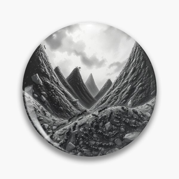Item preview, Surreal Ant Colony Mountains - Black and White Fantasy Landscape Art designed and sold by EllDAV777.