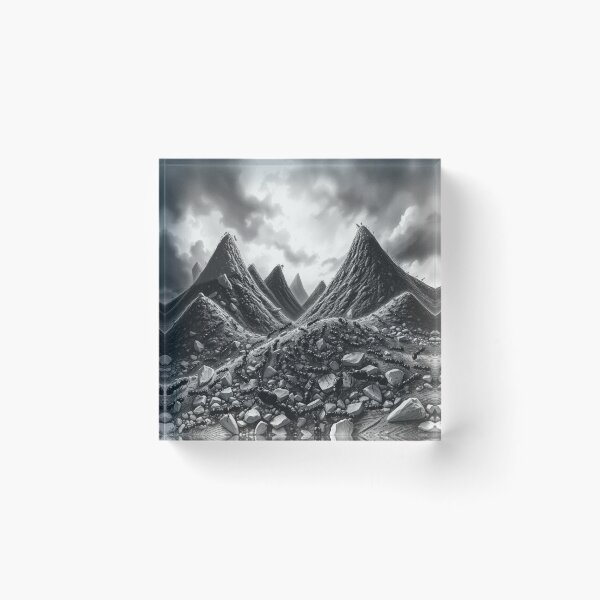 Item preview, Surreal Ant Colony Mountains - Black and White Fantasy Landscape Art designed and sold by EllDAV777.