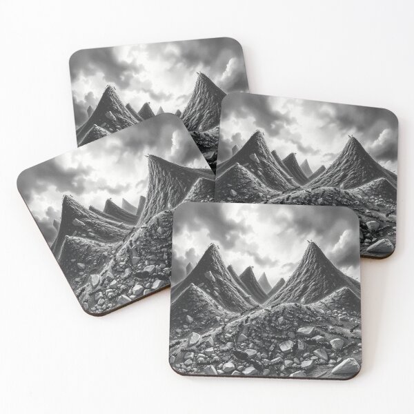 Item preview, Surreal Ant Colony Mountains - Black and White Fantasy Landscape Art designed and sold by EllDAV777.