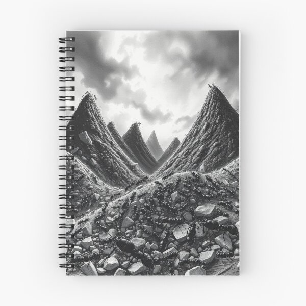 Item preview, Surreal Ant Colony Mountains - Black and White Fantasy Landscape Art designed and sold by EllDAV777.