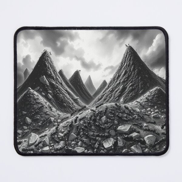 Item preview, Surreal Ant Colony Mountains - Black and White Fantasy Landscape Art designed and sold by EllDAV777.