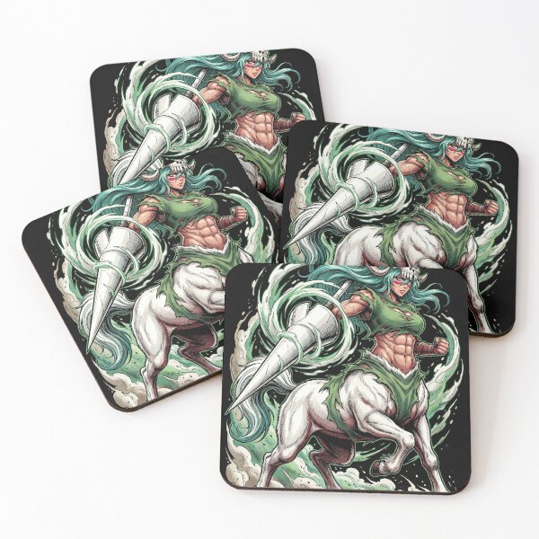 Item preview, Green Haired Espada Tercera Arrancar Resurrection Gamuza Centaur Form Hollow Mask Adult Nelliel Fan Art Portrait Illustration Poster T-Shirt Sticker Print Gift designed and sold by Senpaiwaves.