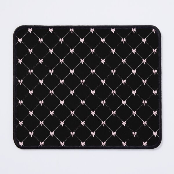 Item preview, Coquette pink bow pattern on black background designed and sold by FatBirdie.