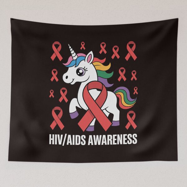 Item preview, Dabbing Unicorn Red Ribbon HIV AIDS Awareness Support Day designed and sold by MichaelStalkas.