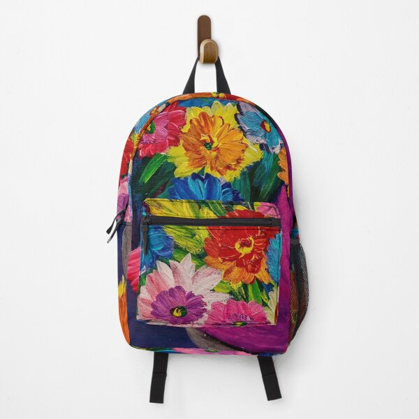 Item preview, Vibrant Multicolor Wildflowers in Magenta Pink Vase – Textured Acrylic Impasto designed and sold by kkartwork.