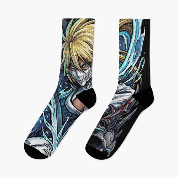 Item preview, Blonde Haired Shark Espada Tercera Arrancar Resurrection Tiburon Water Cascade Swordswoman Hollow Mask Fierce Queen Anime Warrior Fan Art Portrait Illustration Poster T-Shirt Sticker Print Gift designed and sold by Senpaiwaves.