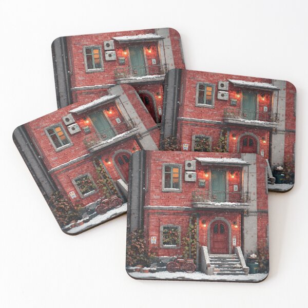 Item preview, Snowy Brick Building with Bicycle designed and sold by Savannah Gibbs.