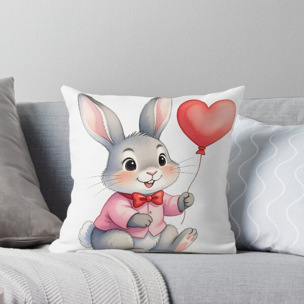 Item preview, Cute bunny holding red heart balloon for valentine's day designed and sold by Alexzel.
