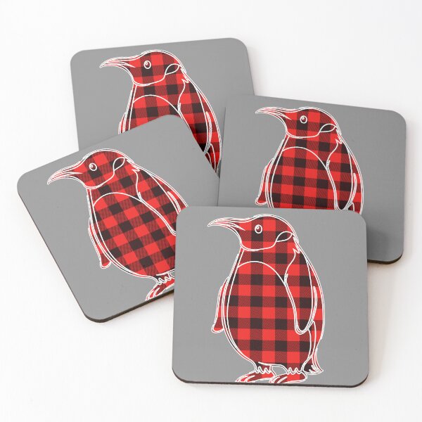 Item preview, penguin Buffalo Plaid Silhouette – Rustic Woodland Farm Animal Design designed and sold by PinkyDona.
