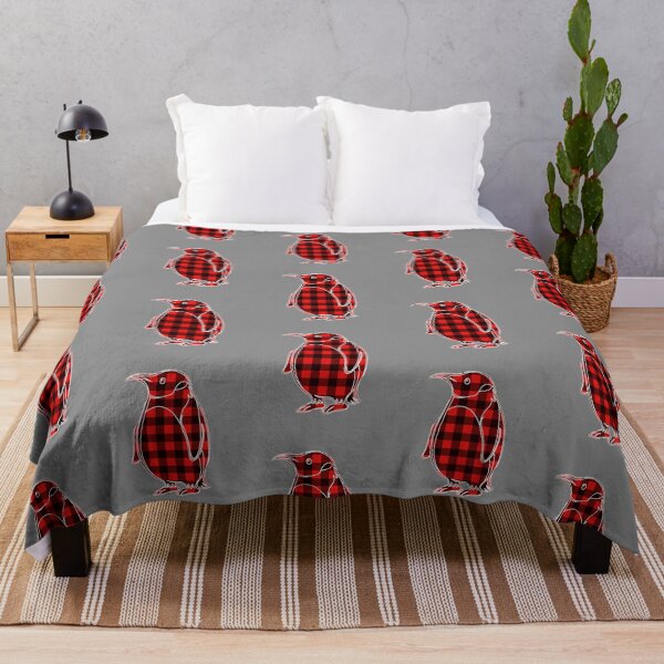 Item preview, penguin Buffalo Plaid Silhouette – Rustic Woodland Farm Animal Design designed and sold by PinkyDona.