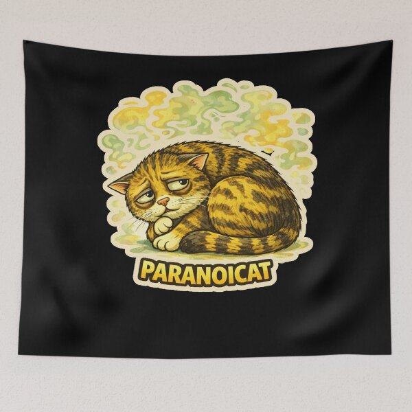 Item preview, Stoner & Psychonaut Cats – Paranoicat – Gift for Stoners • Retro Comics • Vintage Halftone designed and sold by JacobKAurumhead.