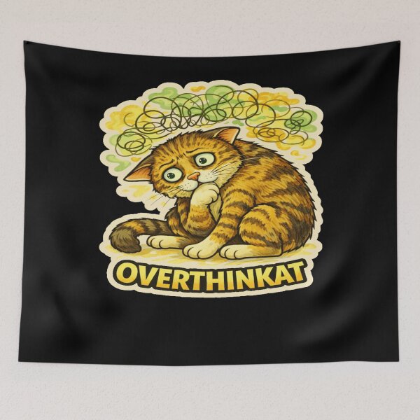 Item preview, Stoner & Psychonaut Cats – Overthinkat – Gift for Stoners • Retro Comics • Vintage Halftone designed and sold by JacobKAurumhead.