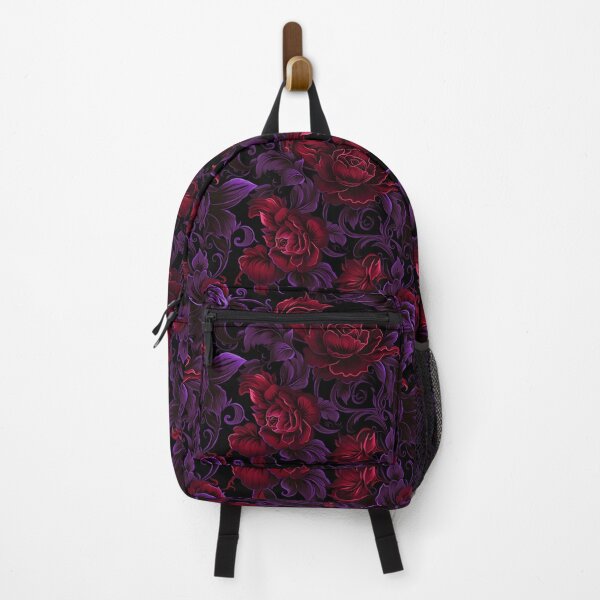 Item preview, Purple and red large roses black background designed and sold by FatBirdie.