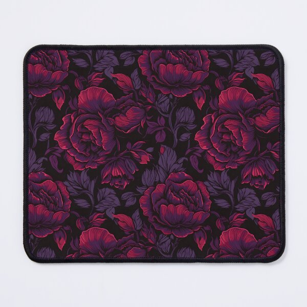 Item preview, Purple and red large roses black background  designed and sold by FatBirdie.