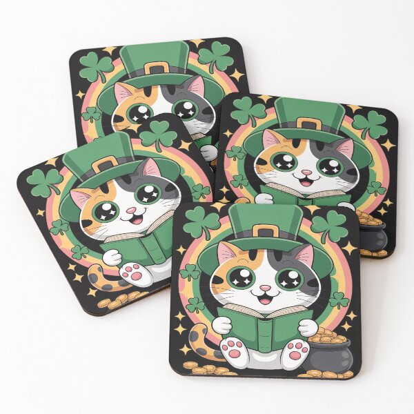 Item preview, Cat Reading Book Shamrock St Patricks Day Book Lover Cat designed and sold by HermanTricia.