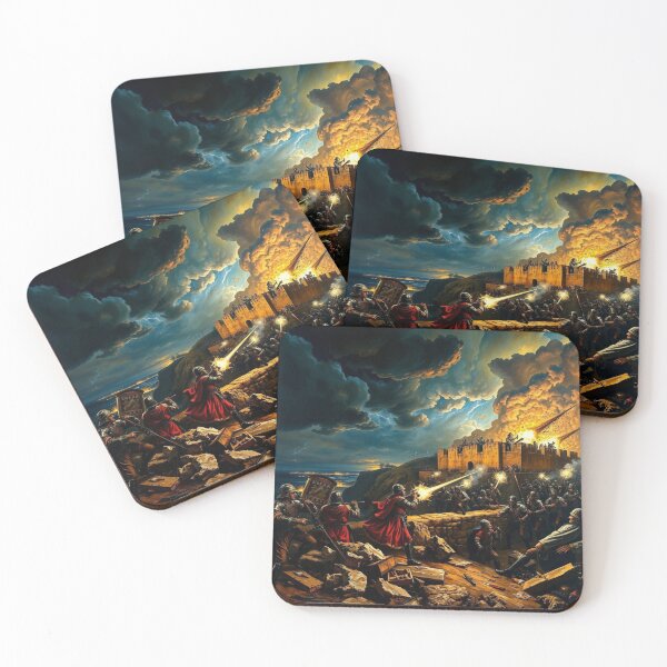 Item preview, Epic Medieval Siege Battle - Knights Storming Castle Fortress Art designed and sold by EllDAV777.