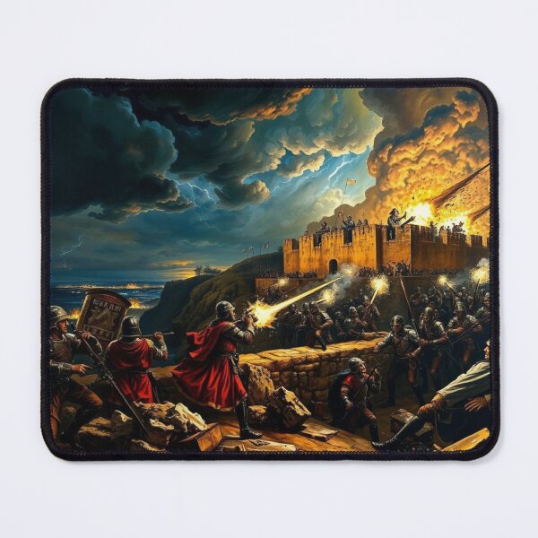 Item preview, Epic Medieval Siege Battle - Knights Storming Castle Fortress Art designed and sold by EllDAV777.