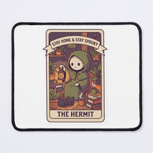 Item preview, The Hermit Tarot Card Cute Goth Stickman Stay Home & Stay Spooky Cozy Vibes designed and sold by StickyGuys.