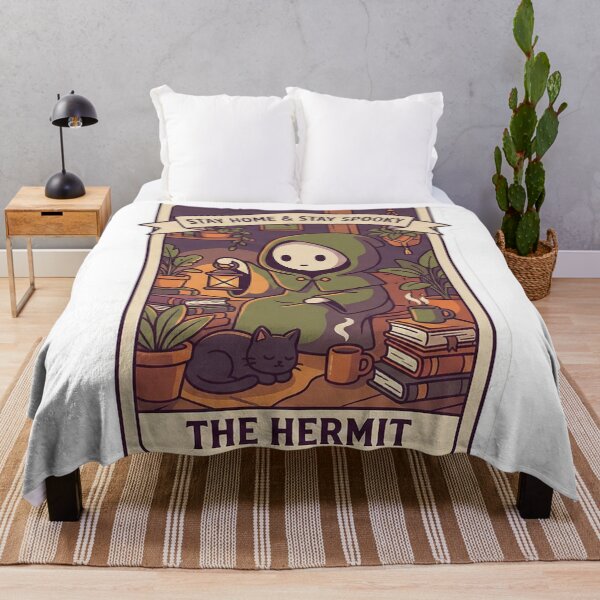 Item preview, The Hermit Tarot Card Cute Goth Stickman Stay Home & Stay Spooky Cozy Vibes designed and sold by StickyGuys.