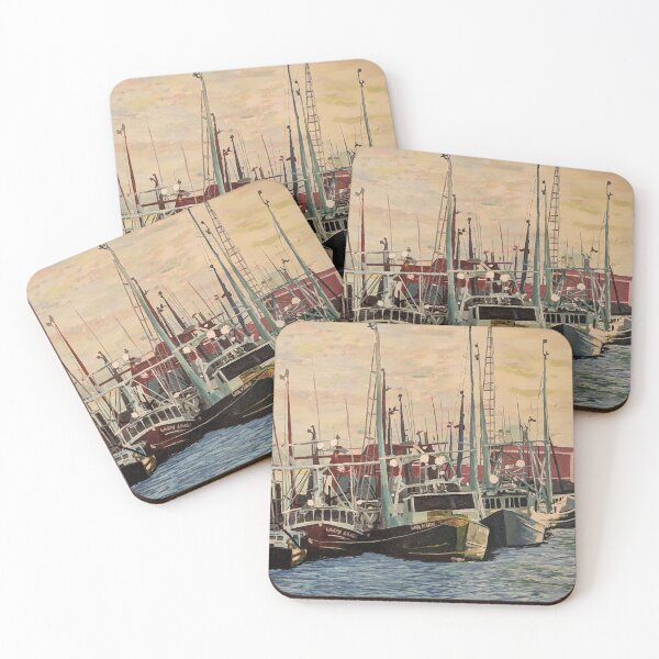 Item preview, Fishing Boats at Sunset designed and sold by BrokenCanvasArt.