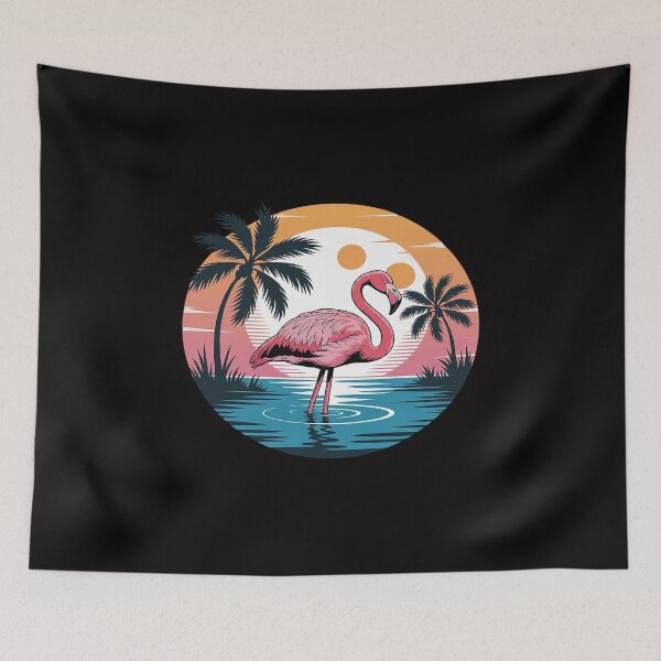 Item preview, flamingo summer palms bird tropical designed and sold by gerardostokes.