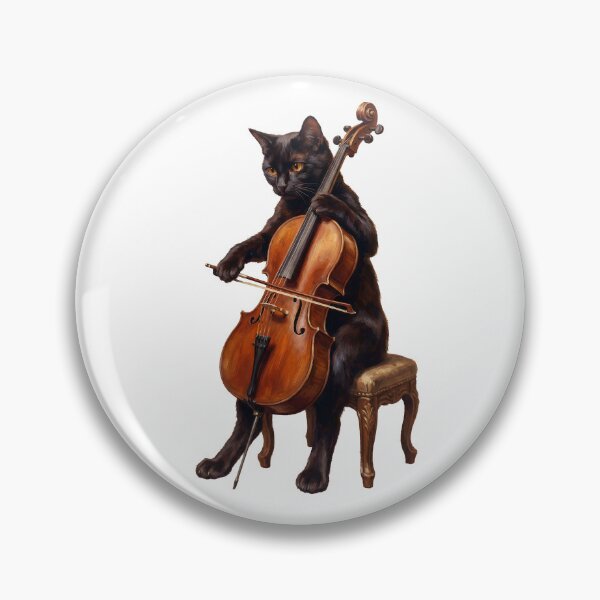 Artikelvorschau, Elegante schwarze Katze mit Cello, malerische klassische Musik entworfen und verkauft von Quillway.