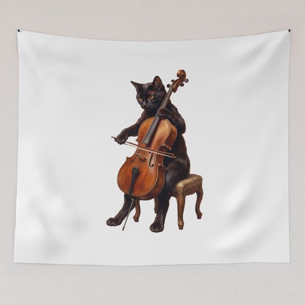 Item preview, Elegant Black Cat with Cello Painterly Classical Music designed and sold by Quillway.