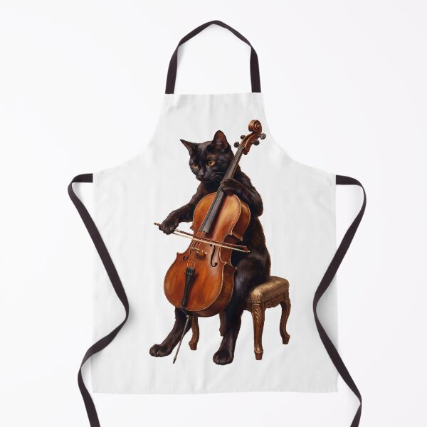 Artikelvorschau, Elegante schwarze Katze mit Cello, malerische klassische Musik entworfen und verkauft von Quillway.