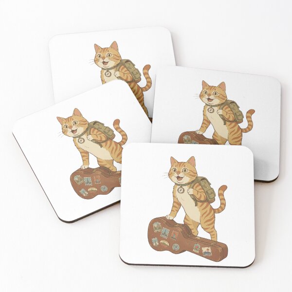 Item preview, Traveling Cat with Guitar Case Retro Adventure Music designed and sold by Quillway.