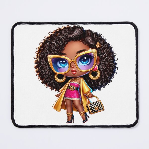 Item preview, Melanin Chibi Fashion Girl with Curly Hair designed and sold by Lulunza.