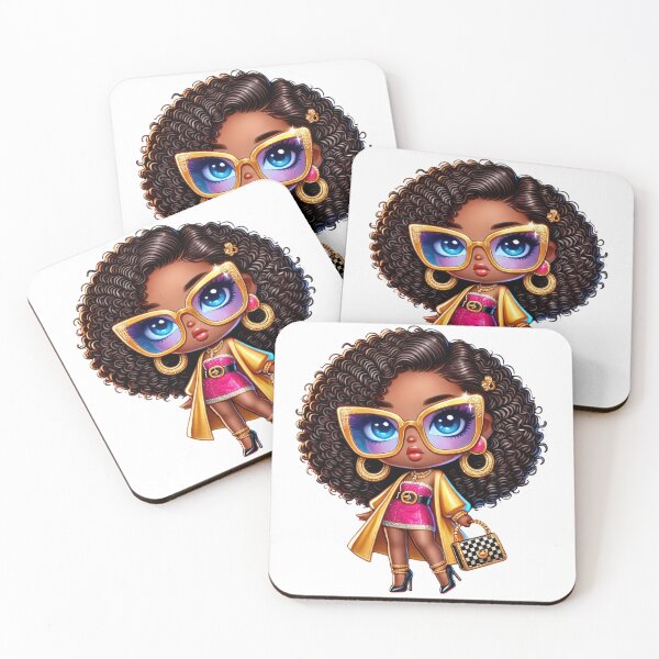 Item preview, Melanin Chibi Fashion Girl with Curly Hair designed and sold by Lulunza.