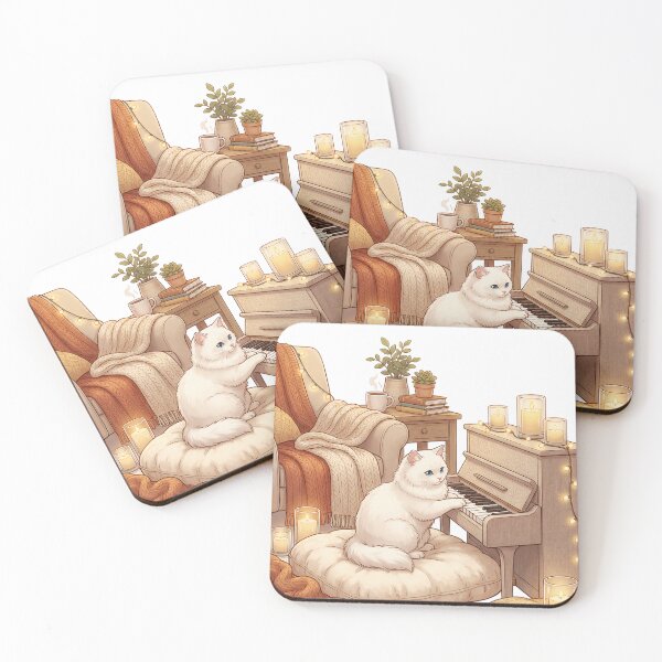 Item preview, Relaxed Cat Playing Piano Cozy Hygge Music Art designed and sold by Quillway.