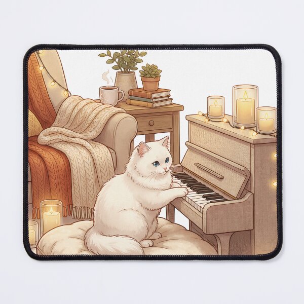 Item preview, Relaxed Cat Playing Piano Cozy Hygge Music Art designed and sold by Quillway.