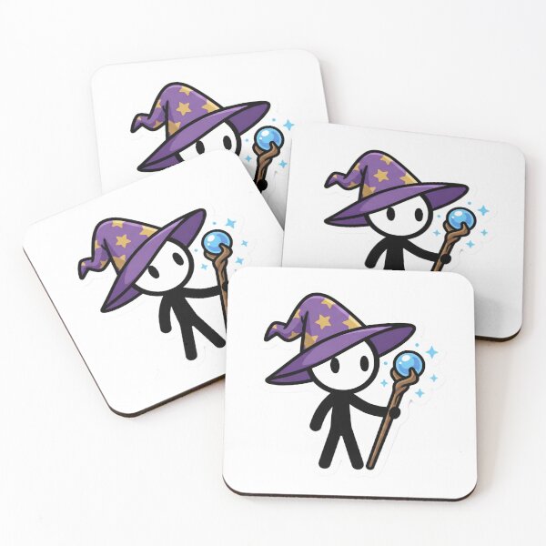 Item preview, Cute Stick Figure Wizard Mage with Glowing Magic Staff & Hat - Cozy Fantasy Aesthetic designed and sold by StickyGuys.