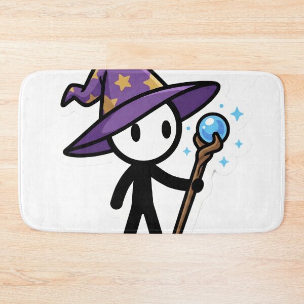 Item preview, Cute Stick Figure Wizard Mage with Glowing Magic Staff & Hat - Cozy Fantasy Aesthetic designed and sold by StickyGuys.