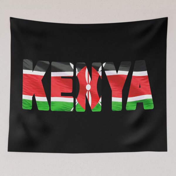 Item preview, KENYA - Flag Flying in Wind cut to Letters Souvenir Sticker Shirt T-Shirt designed and sold by Adam Gormley.