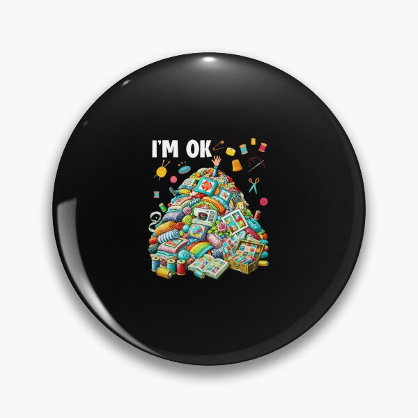 Item preview, Funny Quilting Quilter Sewer Sewing I'M Ok Hand Fabric designed and sold by elihletoriong.