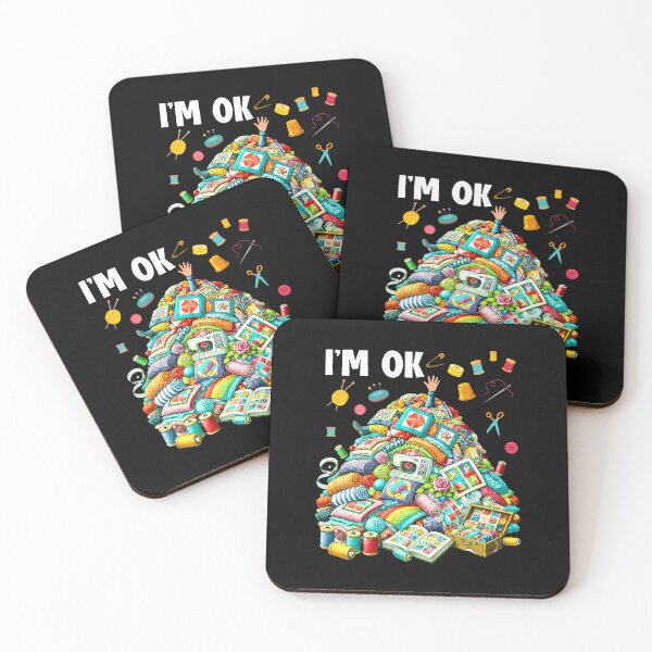 Item preview, Funny Quilting Quilter Sewer Sewing I'M Ok Hand Fabric designed and sold by elihletoriong.