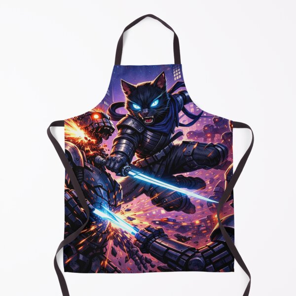 Item preview, Cyber-Ninja Cat: Strike of the Neon Blades – Scene 1 of the Neon Fangs Collection designed and sold by Pepper & Co..