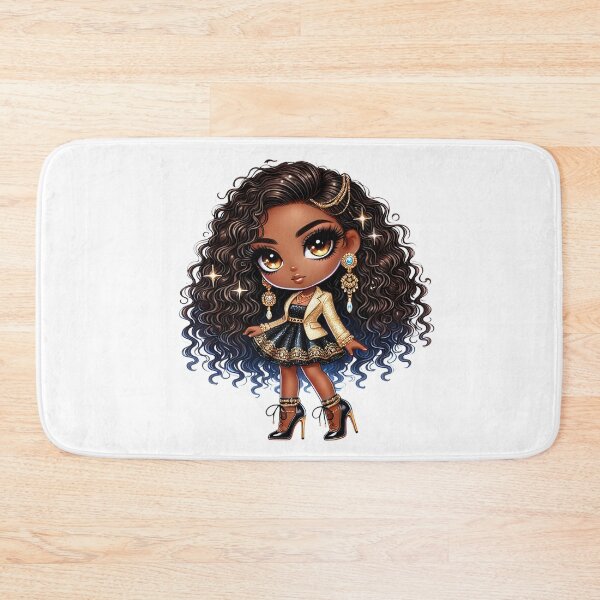 Item preview, Melanin Chibi Queen Curly Hair Illustration designed and sold by Lulunza.
