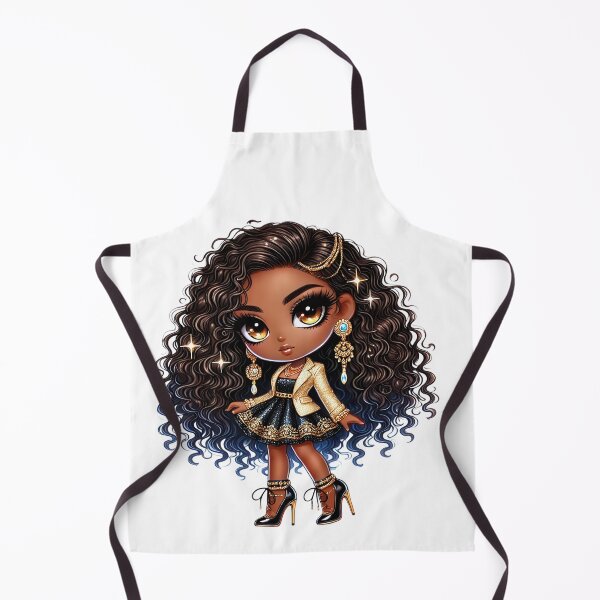 Item preview, Melanin Chibi Queen Curly Hair Illustration designed and sold by Lulunza.