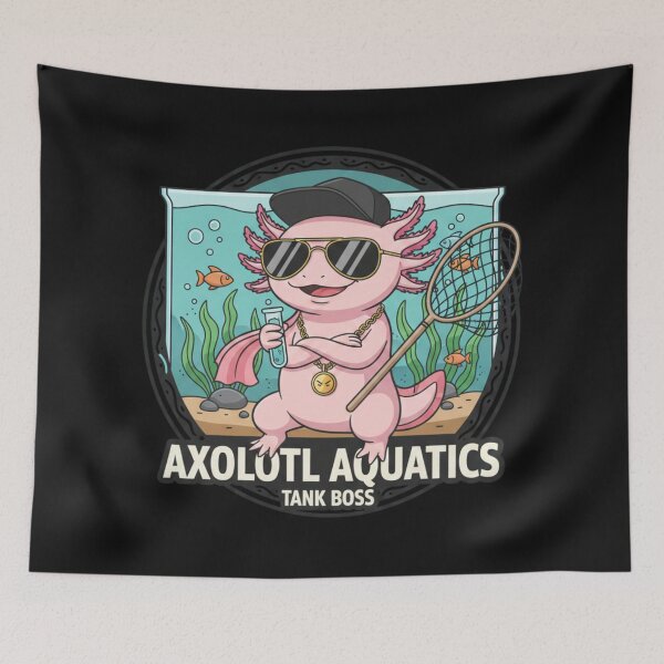 Item preview, Cool Axolotl Tank Boss - Funny Aquarium Hobbyist Flat Vector Design designed and sold by BlissHalo.