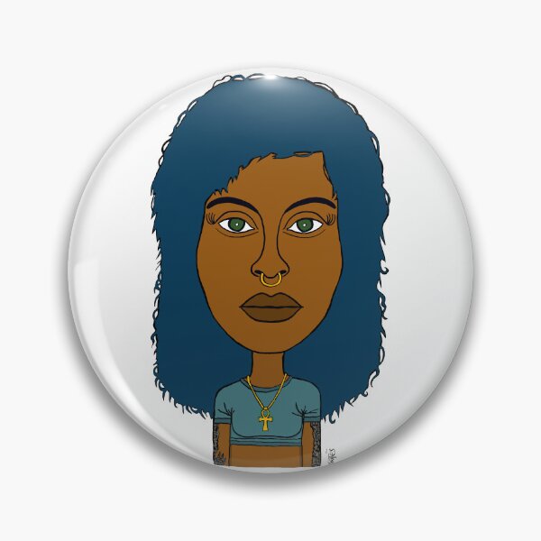 Item preview, Afrocentric AltGirl with Ankh Necklace - Blue Afro Spiritual Portrait. Illustration. designed and sold by Eric Sintès.