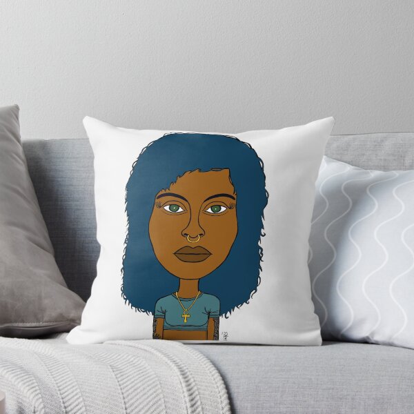 Item preview, Afrocentric AltGirl with Ankh Necklace - Blue Afro Spiritual Portrait. Illustration. designed and sold by Eric Sintès.