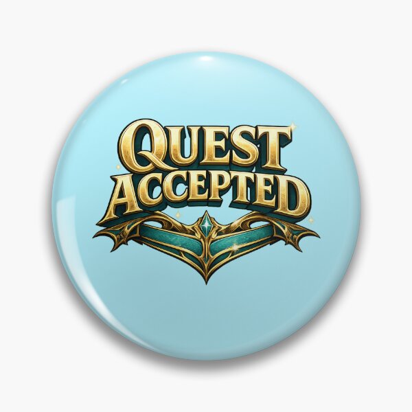 Item preview, Quest Accepted Typography Design – Bold 3D Fantasy Text | RPG Gamer Statement Art designed and sold by Fashion Empire.