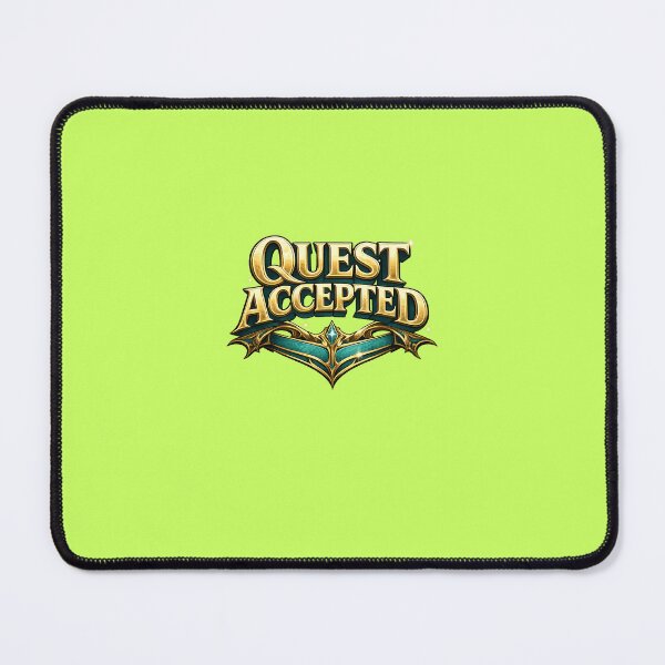 Item preview, Quest Accepted Typography Design – Bold 3D Fantasy Text | RPG Gamer Statement Art designed and sold by Fashion Empire.