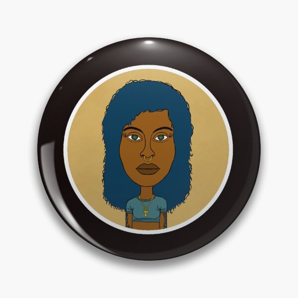 Item preview, Illustration of Afrocentric AltGirl with Ankh Necklace - Blue Afro Spiritual Portrait. Circle Edition. designed and sold by Eric Sintès.