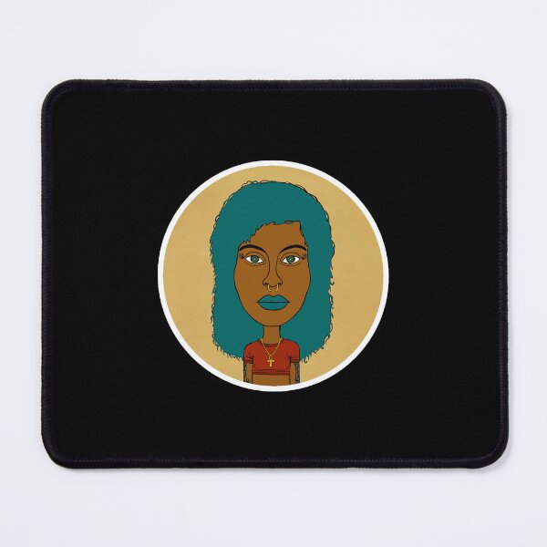 Item preview, Illustration of an Afro Punk Altgirl with Ankh Necklace, teal hair & teal mouth. Circle Edition. designed and sold by Eric Sintès.